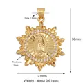 Our Lady of Guadalupe gold plated pendant with white zircon halo and sunflower sunburst - Neon Yellow M144215-Gold Square Mary