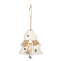 Wooden Christmas tree hanging ornament with hollow stars, jute rope and small bells decor. - Christmas Tree Style