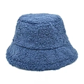 Dunkelblauer Fischerhut aus Teddy-Fleece für Damen ideal für den Winter und Wärme - M(56-58cm) / Blau