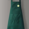 Waterproof dark green apron with Lemon embroidery and large front pocket - Dark Green (Lemon Embroidery)