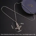Collana croce teschio punk gotico con catena lunga in acciaio inossidabile da 70cm - Argento (Teschio Croce Invertita + Catena in Acciaio da 70cm)