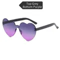 Frameless heart-shaped sunglasses with purple and grey gradient lenses and black temples - Gray Purple Gradient