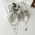 Tie-dye chiffon scrunchie with long ribbons in marble black and white pattern - Tie-dye Gray Ribbon