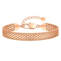 Minimalist rose gold mesh woven bracelet with multiple rows of fine metal chain links - Rose Gold-Width 8mm Length 17+3cm