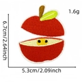Cartoon red apple slice embroidery patch with dimensions 6.7cm x 5.3cm for clothing - 5#