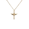 Elegante gouden kruis ketting met engelenvleugels en sprankelende zirkonia's - Engelenvleugels Kruis Hanger