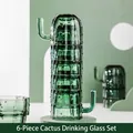 Set di 6 bicchieri in vetro impilabili a forma di cactus verde per la casa - Verde (Set Cactus da 6 pezzi)