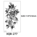 Temporary full arm tattoo sticker with black and white snake and flower design XQB-277 - Snake and Peony Floral (XQB-277)
