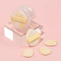 Three-piece set of yellow marble teardrop finger puffs with storage case in pink setting - Mango Pie + Yellow White Thumb Puff Set
