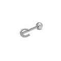 Surgical steel tongue ring with planet and butterfly design featuring inlaid crystals - C-Shape Rhinestone