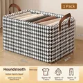 Extra large houndstooth fabric storage box with steel frame and 50x30x32cm dimensions - Approx. 40 T-shirts / Houndstooth Extra Large