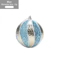 Pallina di Natale 8cm blu e oro champagne con dettaglio in corda intrecciata e glitter - Blu Oro / Diametro 8cm/12g
