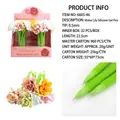 Pink lotus shape soft silicone 0.5mm gel pen with creative green plant stem design - Water Lily-Black Ink