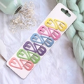 Set of 12 heart-shaped colorful metal hair clips in candy colors on a white display card - Metal Colorful Heart Hair Clips 12Pcs Set (K3)