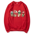 Red Christmas hoodie with festive cartoon cup print on plain white background - S / Style 311 / Red