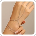 Bracciale ad anello argento con design a catena multistrato e dettagli a cuore - Catena piatta a tre strati argento