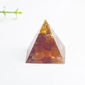3cm Orgone Pyramid with red agate and gold foil in transparent resin decorative base - Red Agate