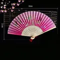 Pink cherry blossom folding fan with bamboo ribs and 38cm heat transfer print detail - Pale Red Somei (Heat Transfer)
