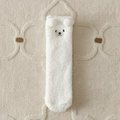 Calzino invernale bianco in pile corallo con viso di animale ricamato e trama morbida - Taglia unica / Bianco
