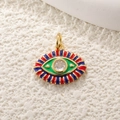 Golden Evil Eye pendant charm with vibrant red enamel and sparkling cubic zirconia - A0261
