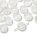 Iridescent white jelly glass beads with spiral embossed texture for DIY jewelry making - 10 Pieces Pack / Clear White