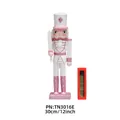 Casse-noisette de 30cm en bois rose et blanc avec paillettes et épée décorative - 30cm / Soldat corps blanc jambes roses avec épée blanche