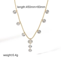 Collier Y en acier inoxydable doré avec pendentifs en zircon sur fond blanc - Style Pendentif Multi-Pierres Chaîne à Billes en Y (TN3391)