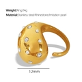 Ring aus 18K vergoldetem Edelstahl mit Strassbesatz, Perle und Tropfendesign - Perlen-Strass-Mischstil-Gold (US 7)