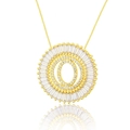 Minimalist gold letter O pendant necklace with sparkling pavé white cubic zirconia - Gold Letter-O