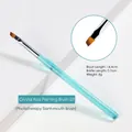 Pennello obliquo per nail art con manico in cristallo blu per manicure in gel - 03 Pennello Obliquo per Fototerapia