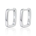 Polished S925 sterling silver geometric rectangular hoop earrings in silver finish - Rectangular Minimalist Huggies