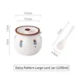Pot à saindoux en céramique motif marguerite 1200ml avec couvercle et cuillère - Marguerite (1200ml) / Avec cuillère