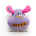 Detail of purple plush dog doll with pink ears and embroidery measuring 6cm by 6.5cm - DIY Style (Back Opening) / Purple Dog