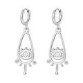 Chic silver eye drop earrings with pearl and zircon inlay on a crisp white backdrop - Eye Pendant / Steel Color (Silver)