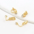 Golden screw ear clip converter with sparkling rhinestone for non-pierced ears accessory - Style 10 Triangle White Zirconia Clip with Loop 18K Gold