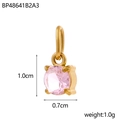Macro detail of 1.0cm pink faceted gemstone pendant with gold-plated four-prong setting - Pink Zircon Pendant