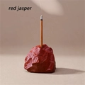 Porte-encens en jaspe rouge naturel en pierre brute avec texture rustique et bâtonnet - Jaspe Rouge