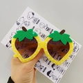 Cute strawberry shaped kids sunglasses in vibrant yellow frame with white polka dots - Yellow