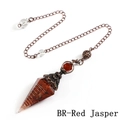 Resin crystal pendulum with red jasper and copper spiral in antique silver finish - Red Jasper Ancient Bronze