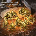 Goldene Metall Weihnachtsbaum LED Lichterkette warmgelbes Licht 2m Länge - Goldene Weihnachtsbaum Lichterkette / Gesamtlänge ca. 2m