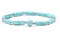 Minimalist turquoise rectangular bead bracelet with silver accent spacers for women - Turquoise
