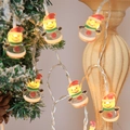 Festive snowman LED string lights with warm yellow glow and red holiday hats - Snowman / 3m 20-LED Battery+USB Remote