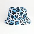 Stylish leopard print bucket hat in blue and black colors for outdoor sun protection - One Size / Blue Leopard Print