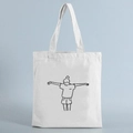 White canvas tote bag featuring a black minimalist line art girl print for daily use - STD239-L/Bun Hair Figure