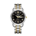 Classic men's quartz watch with gold and silver stainless steel strap and black dial - Two-tone Case Black Dial