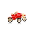 Vintage red enamel car brooch with sparkling rhinestones and gold-toned finish accents - Vintage Red Classic Car