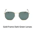 Retro small square sunglasses with gold metal frame and dark green lenses - Gold Frame Dark Green Lenses