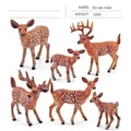 Realistic white-tailed deer family figurines set including buck, doe and fawns - 6 Pcs White-tailed Deer Set / 126g / Red Brown