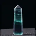 Rainbow fluorite hexagonal crystal point with green and purple banded textures - Rainbow Fluorite / Single Point 4-5cm