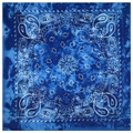 Detailed view of blue tie-dye paisley bandana with traditional paisley floral patterns - 54*54CM / Dark Blue